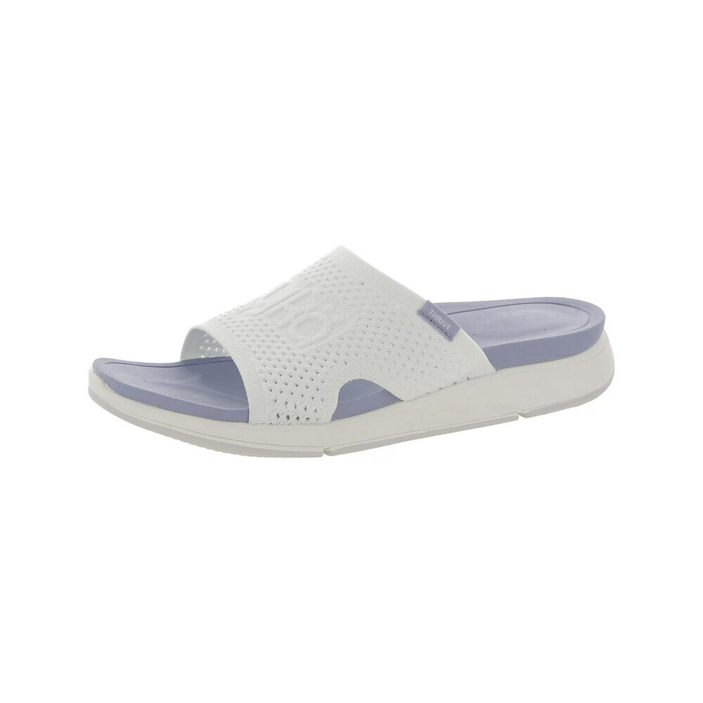 Ryka Thrive Sandals Women's US 9W White Blue Slip On Open Toe Slides GAL307